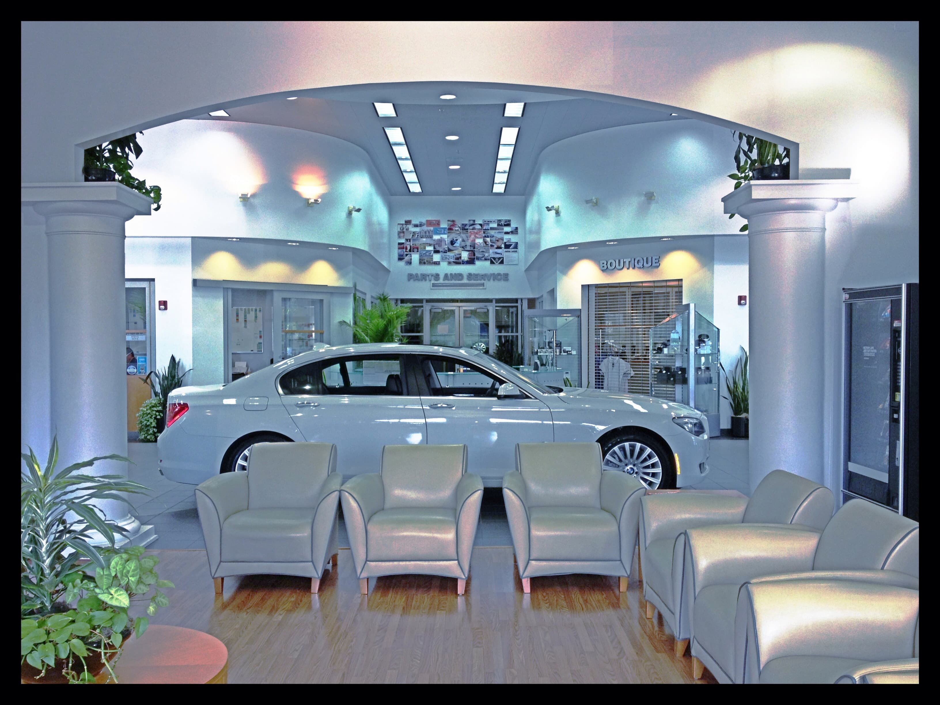 BMW dealership interior photographed in September 2013; international visual reference